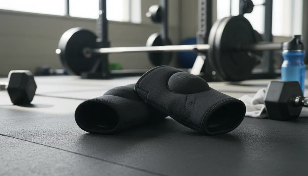 Gym knee sleeves provide support and protection during Cover